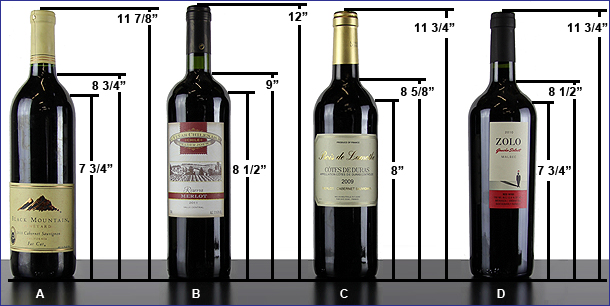 wine bottles dimensions