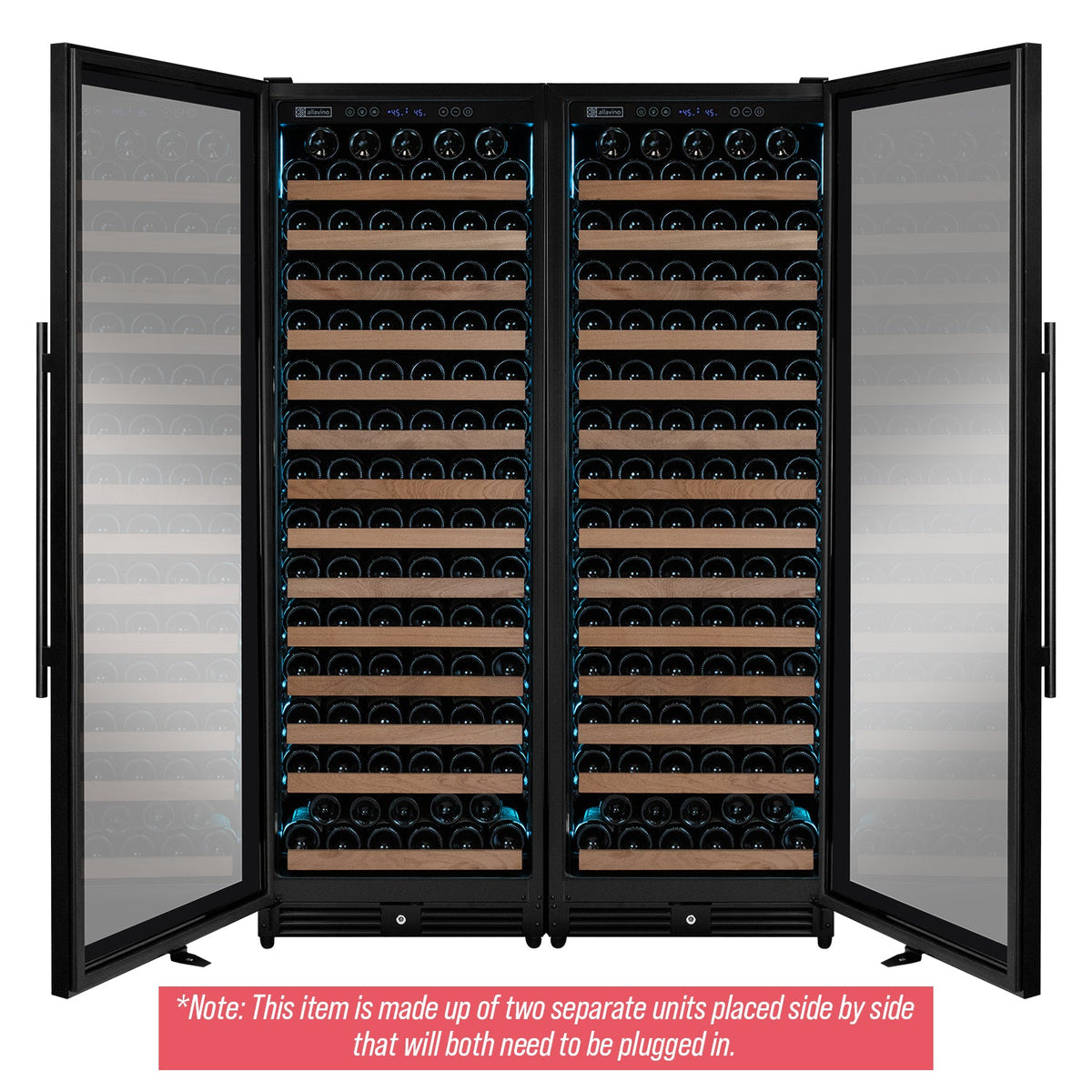 Allavino Reserva 2X-VSW16371S-1B black metal side-by-side wine refrigerators