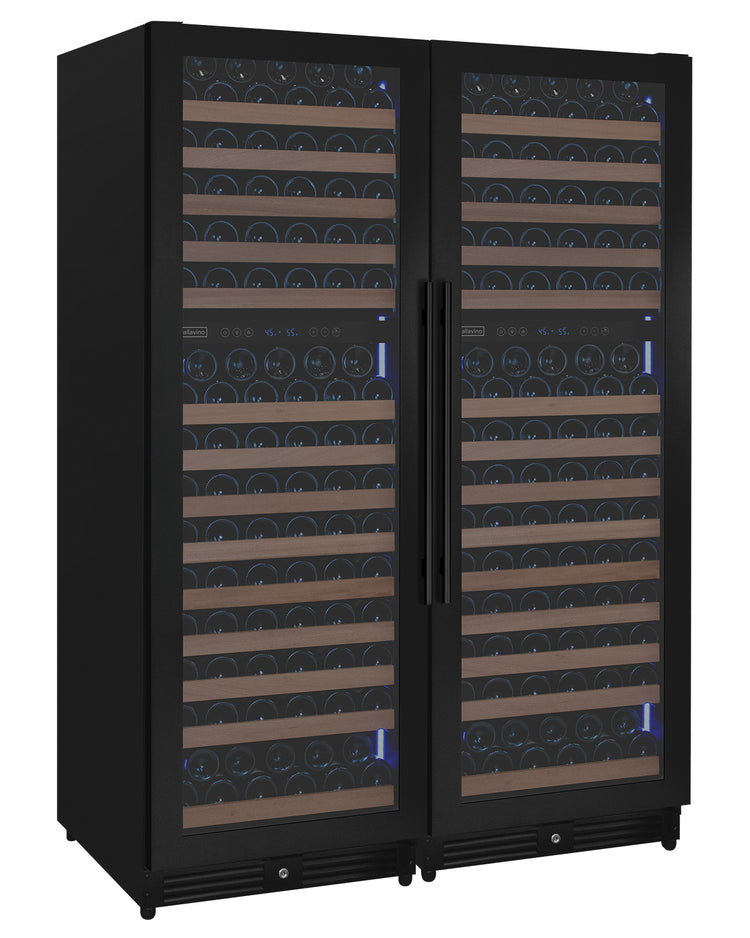 2X-VSW71LD-2B side-by-side black metal wine refrigerator