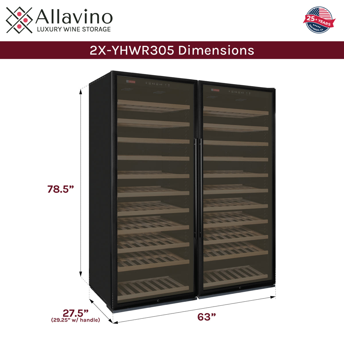 2X-YHWR305-1B20 Dimensions