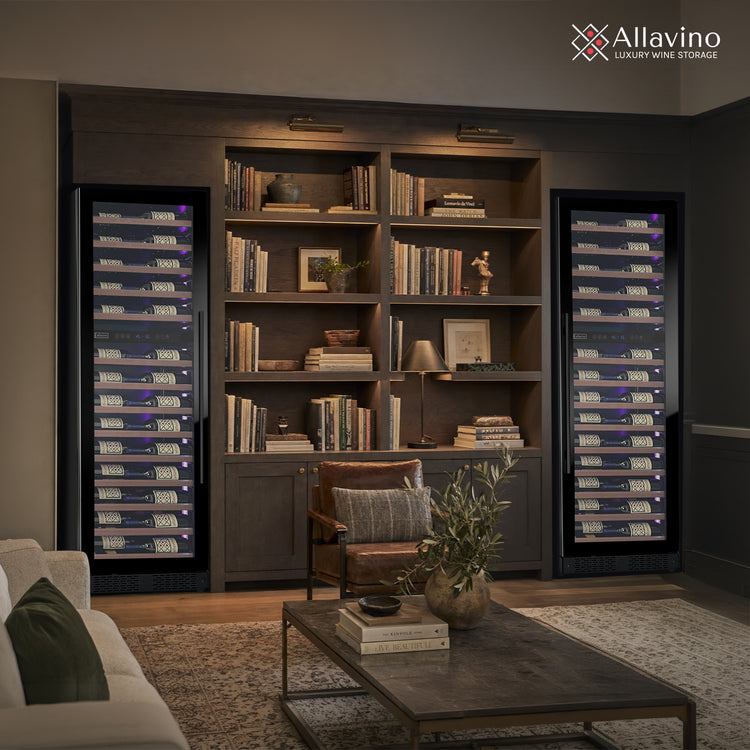 Allavino Reserva 3Z-VSW6771-W wood panel three zone LED shallow wine refrigerator