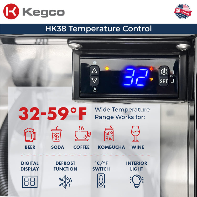 Kegco HK38BSU-L-3 Kegerator with Digital Temperature Control