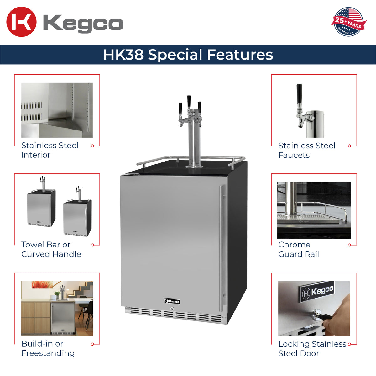 Kegco HK38BSU-3 Kegerator Features