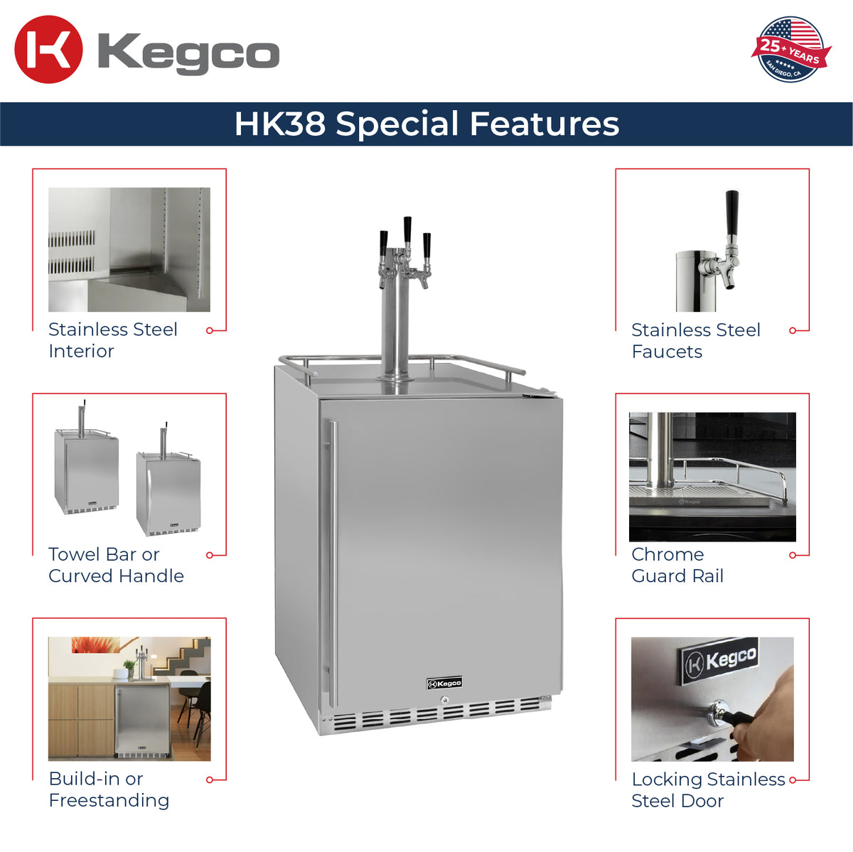 Kegco HK38SSU-3 Kegerator Features