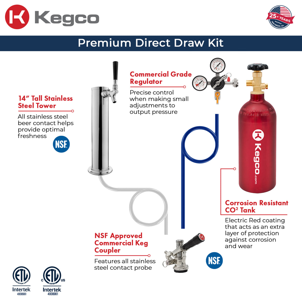 Kegco HK38SSU-L-1 Single Tap Draft Beer Dispense Kit