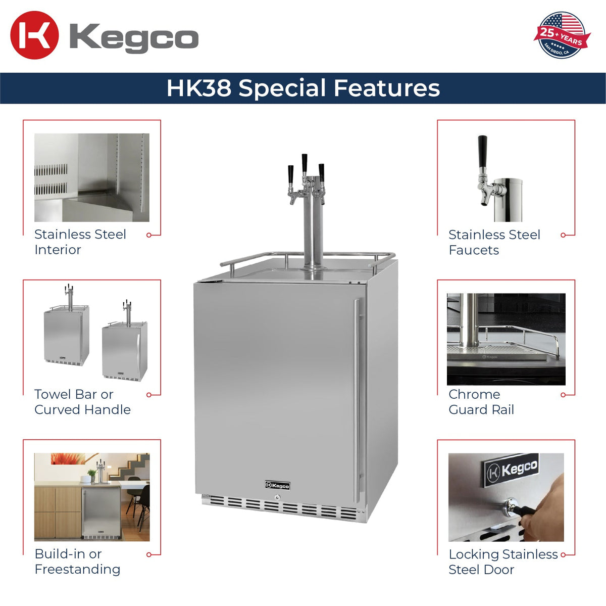 Kegco HK38SSU-L-3 Kegerator Features