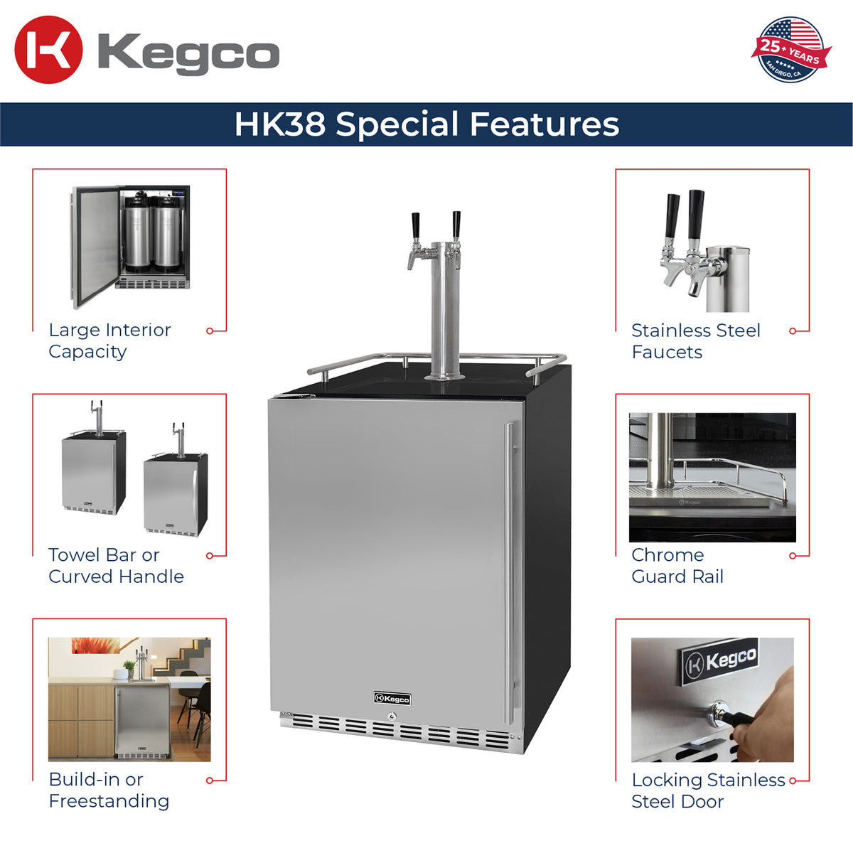 Kegco ICHK38BSU-L-2 kegerator features
