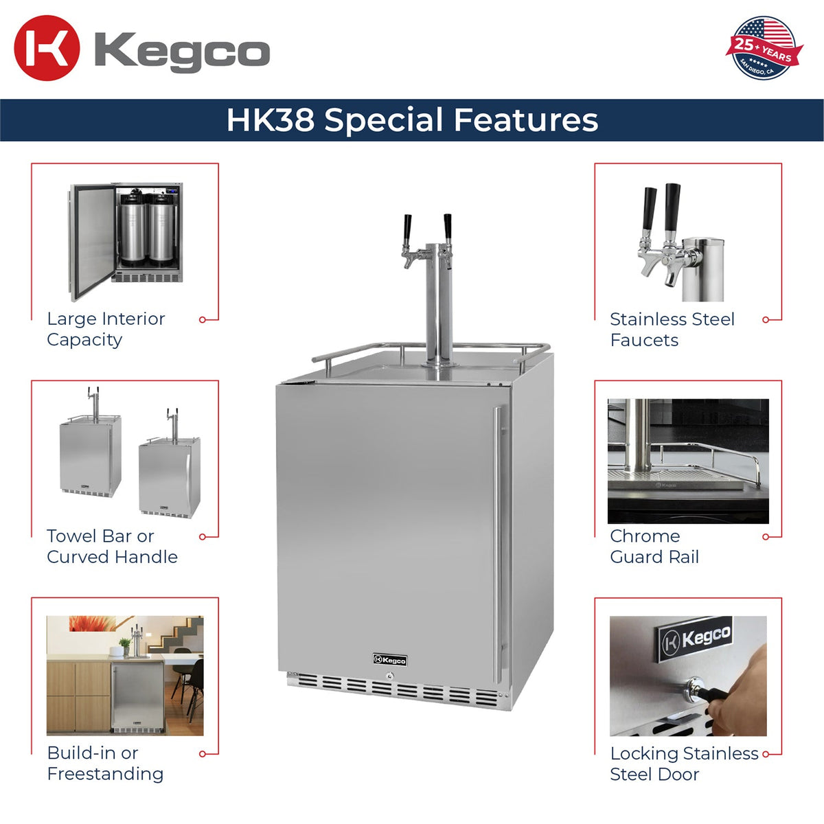 Kegco ICHK38SSU-L-2 kegerator features