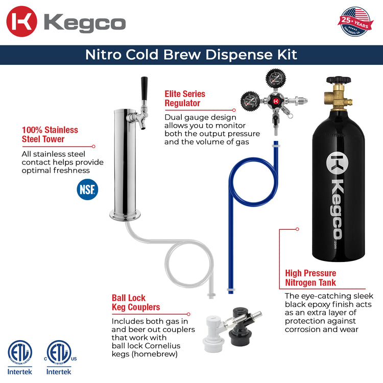 Nitro cold brew coffee dispense kit