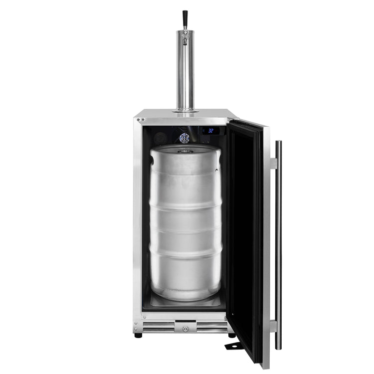 15" Wide Outdoor Cold Brew Undercounter Built-In Right Hinge Kegerator