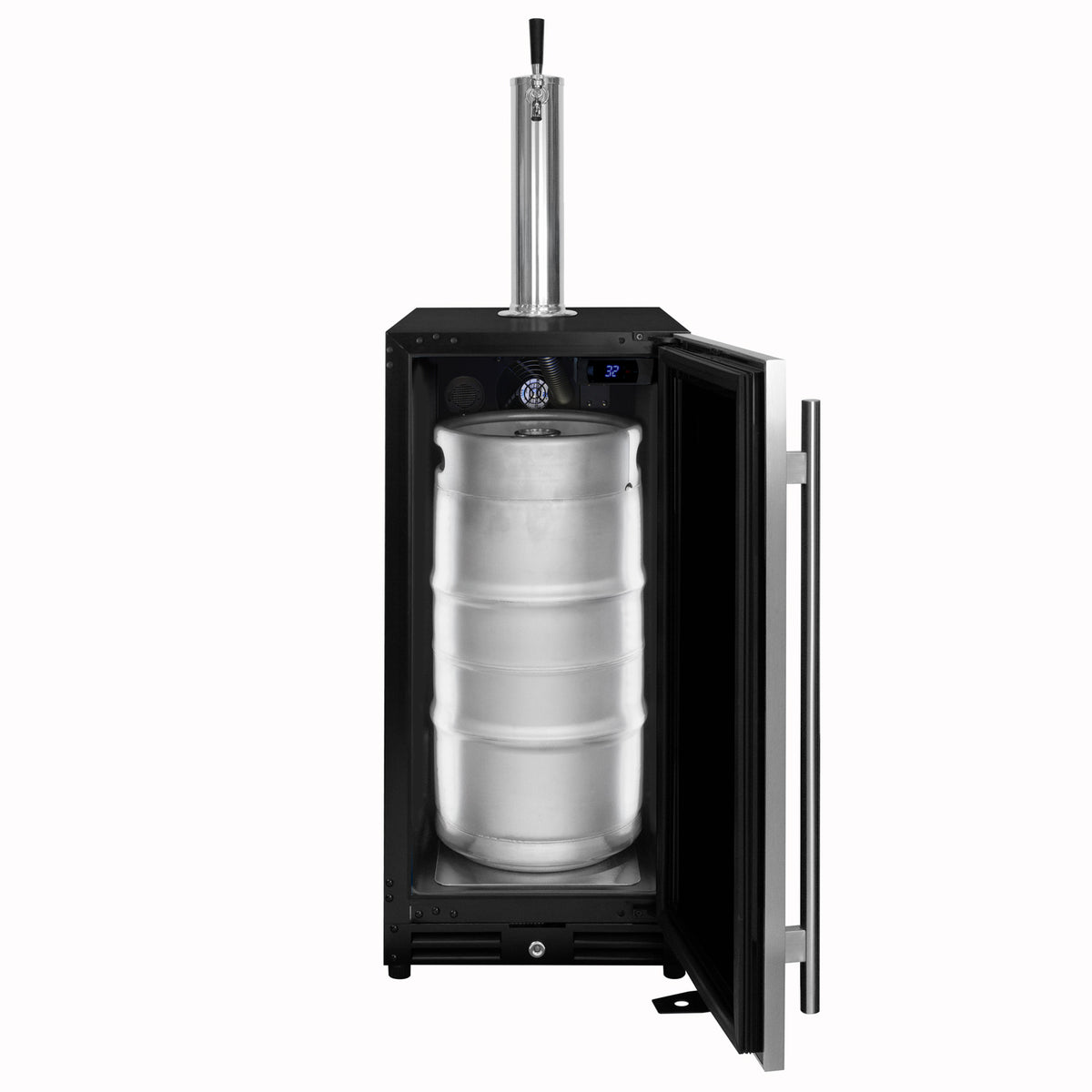 15"Wide Commercial Undercounter Right Hinge Carbonated Water Kegerator