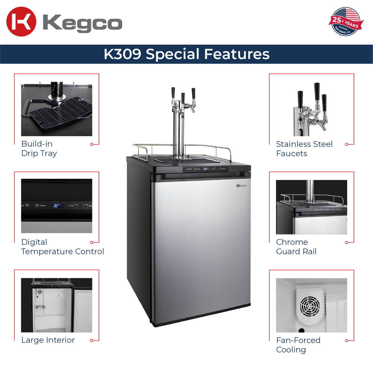 Digital Kegerator K309SS-3 Features