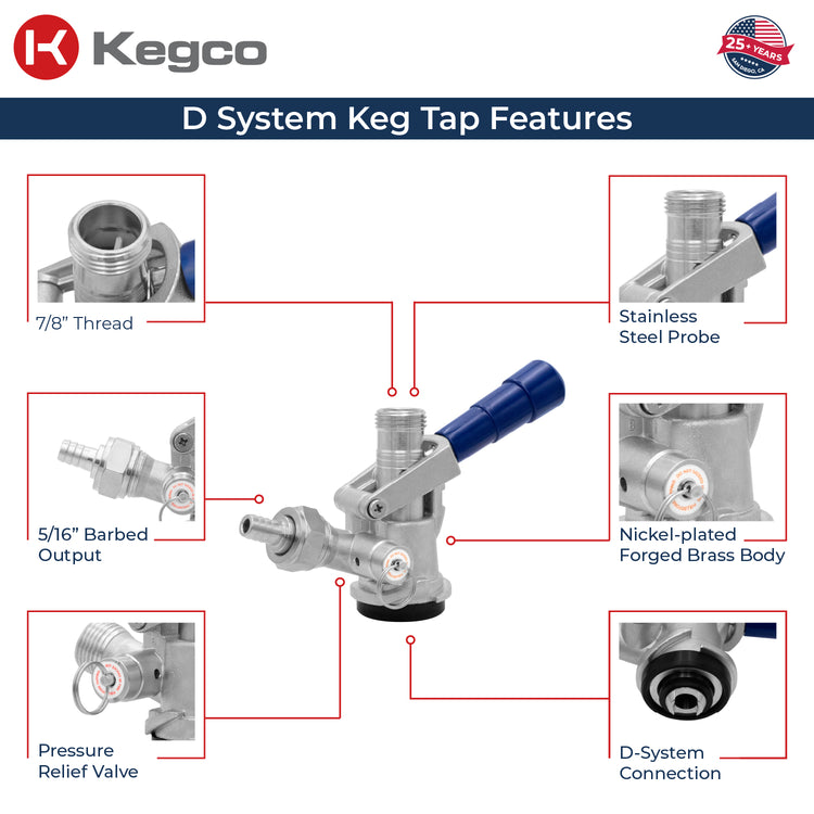 Kegco HU-KT5DL-BL D System Keg Tap