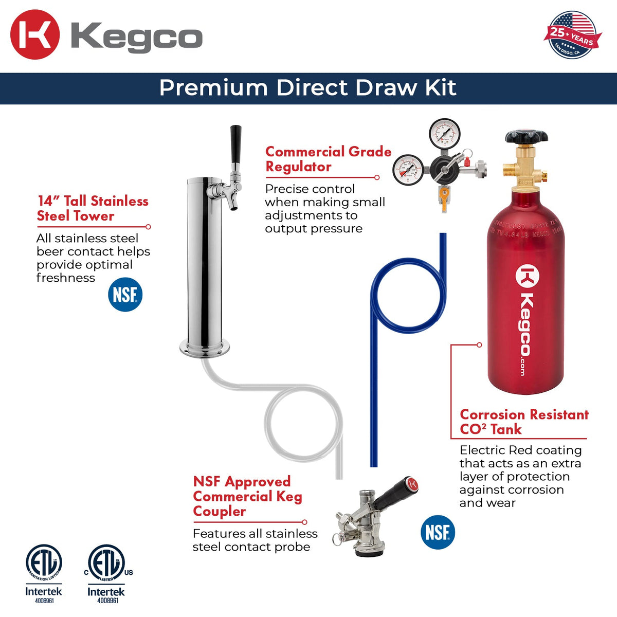 Kegco HK38SSU-1 Single Tap Draft Beer Dispense Kit