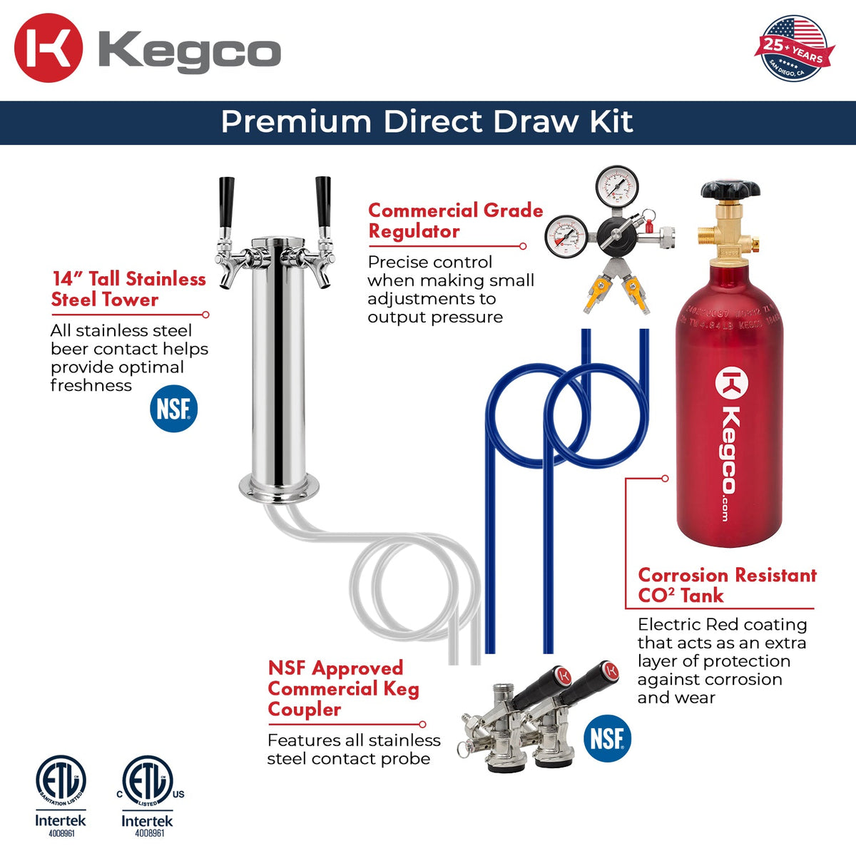 Kegco HK38SSU-2 Kegerator Dual Tap Draft Beer Dispense Kit