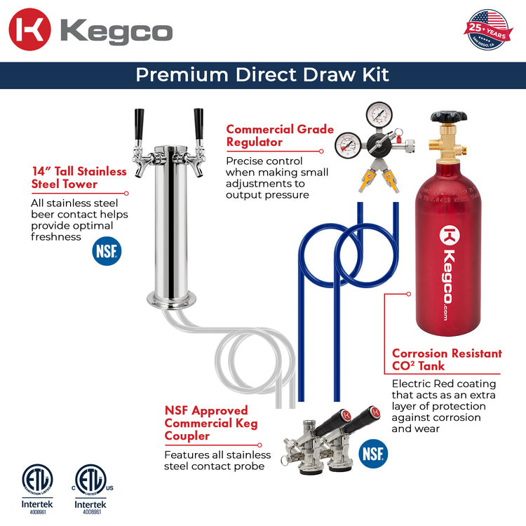 Kegco HK38SSU-2 Kegerator Dual Tap Draft Beer Dispense Kit