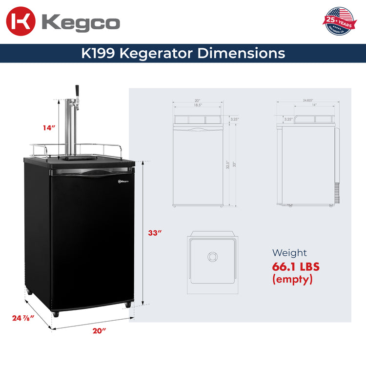 Kegco Coffee Kegerator dimensions