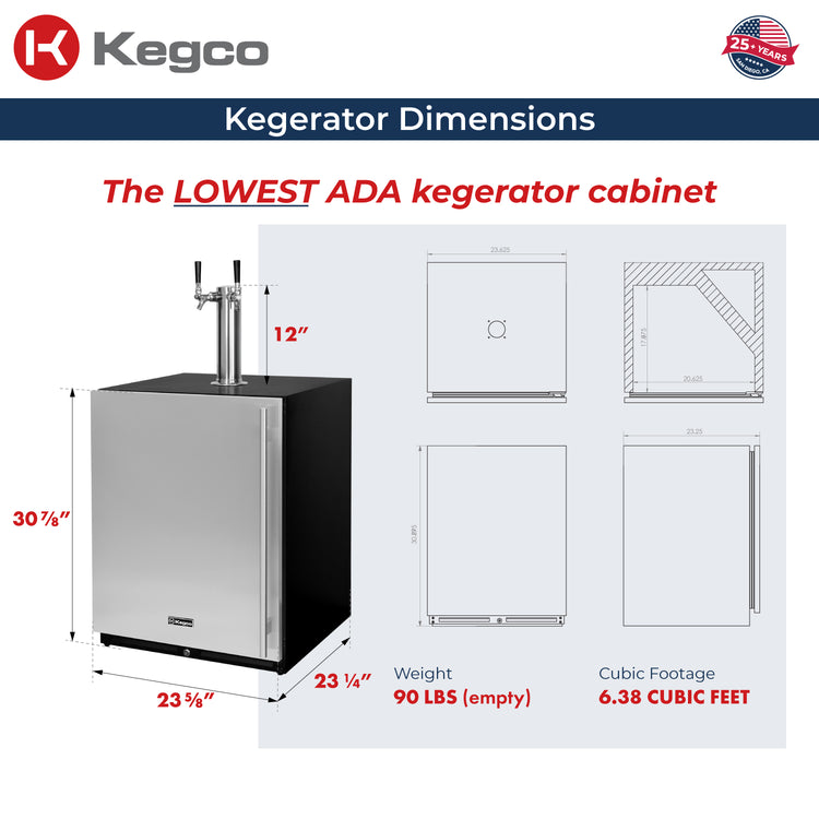 V32ADABSL-2 Kegerator Dimensions
