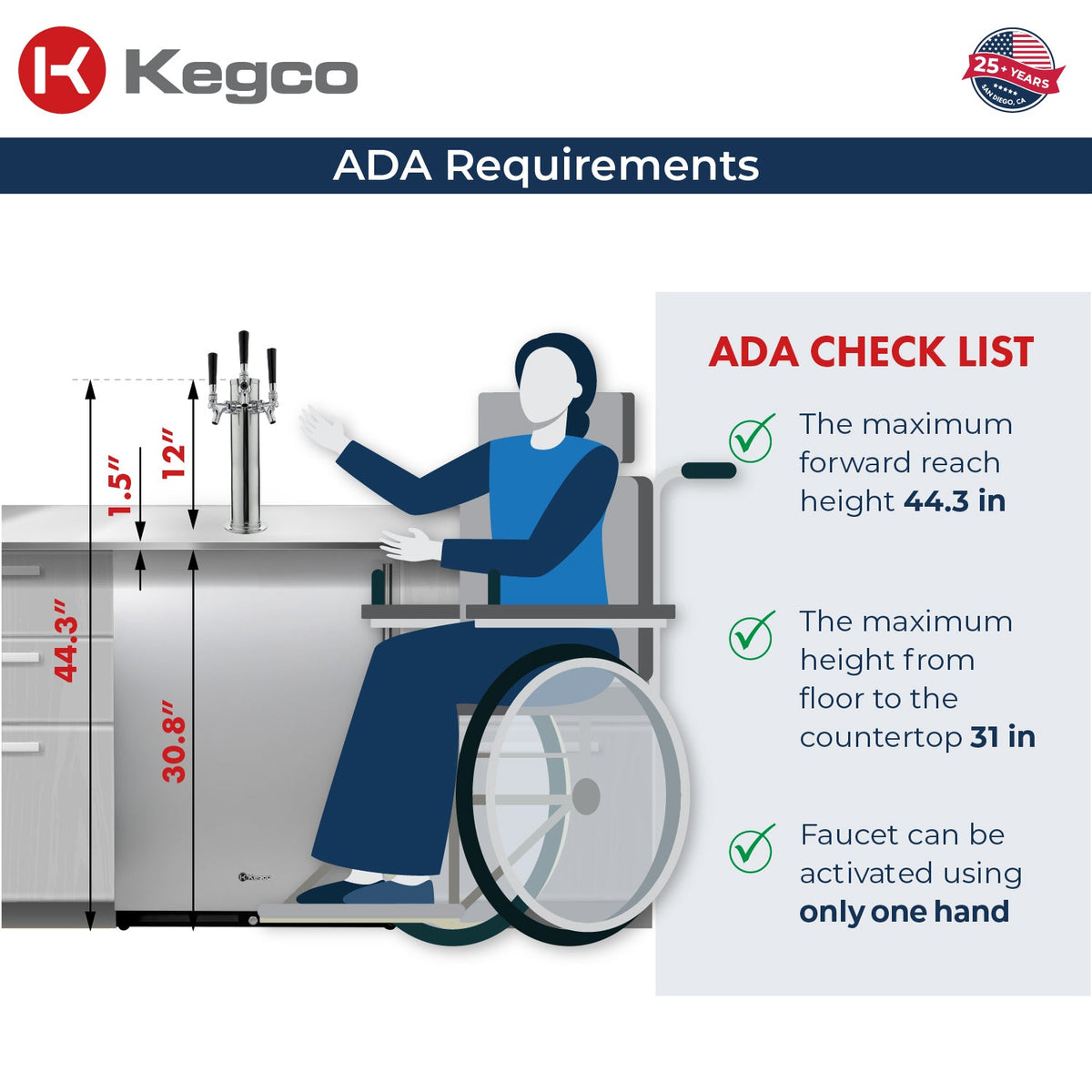 V32ADABSL-3 Ada Kegerator