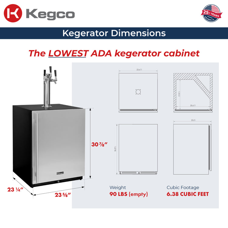 V32ADABSR-3 Kegerator Dimensions