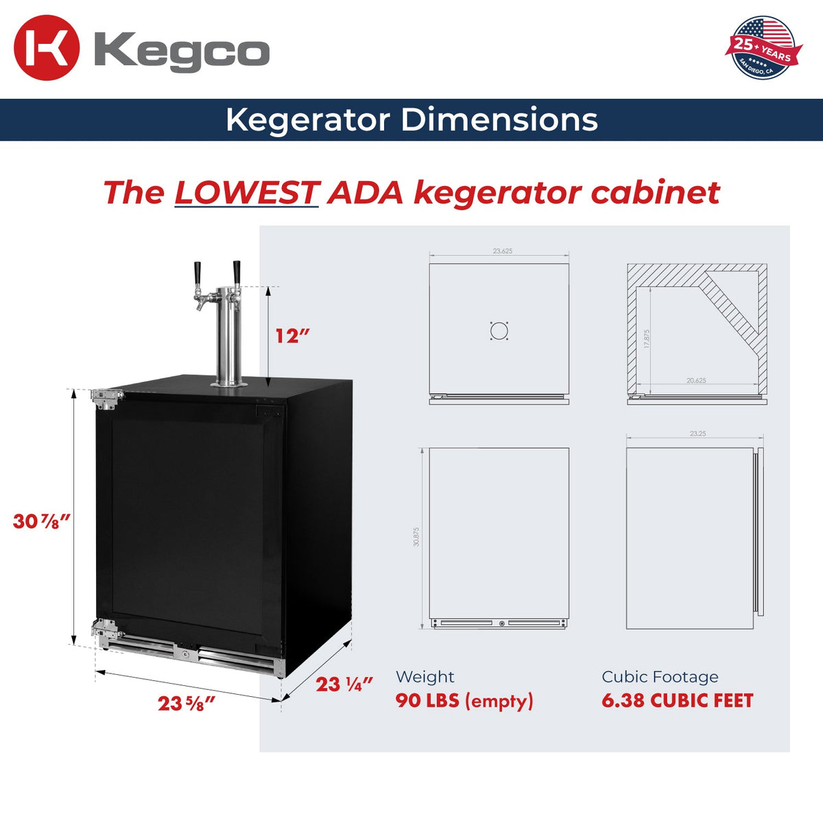 V32ADAPRL-2 Kegerator Dimensions