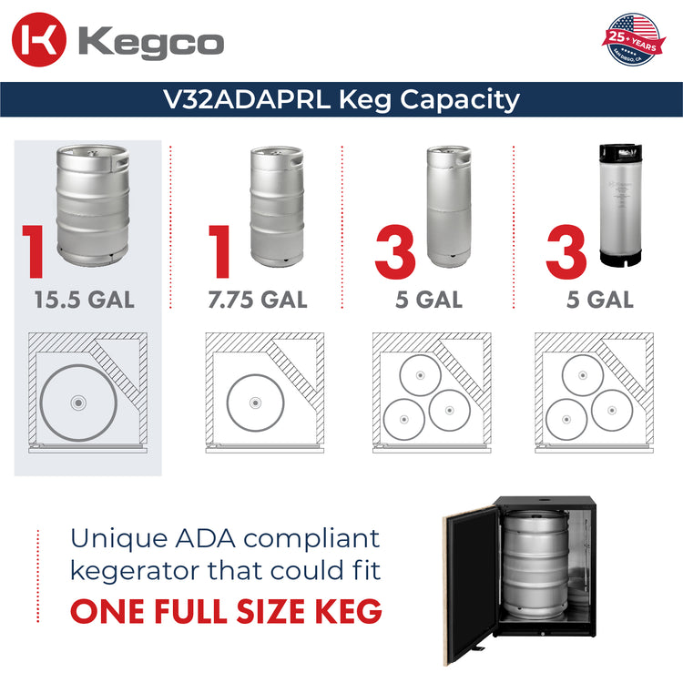 V32ADAPRL-3 Kegerator Capacity