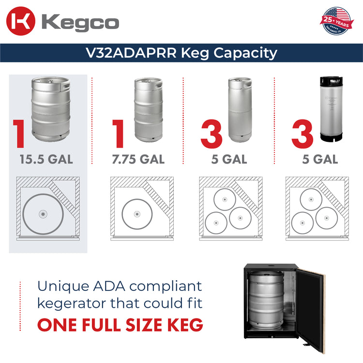 V32ADAPRR-3 Kegerator Capacity