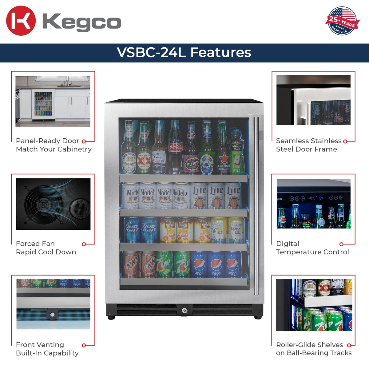Kegco VSBC-24LSL beverage center features