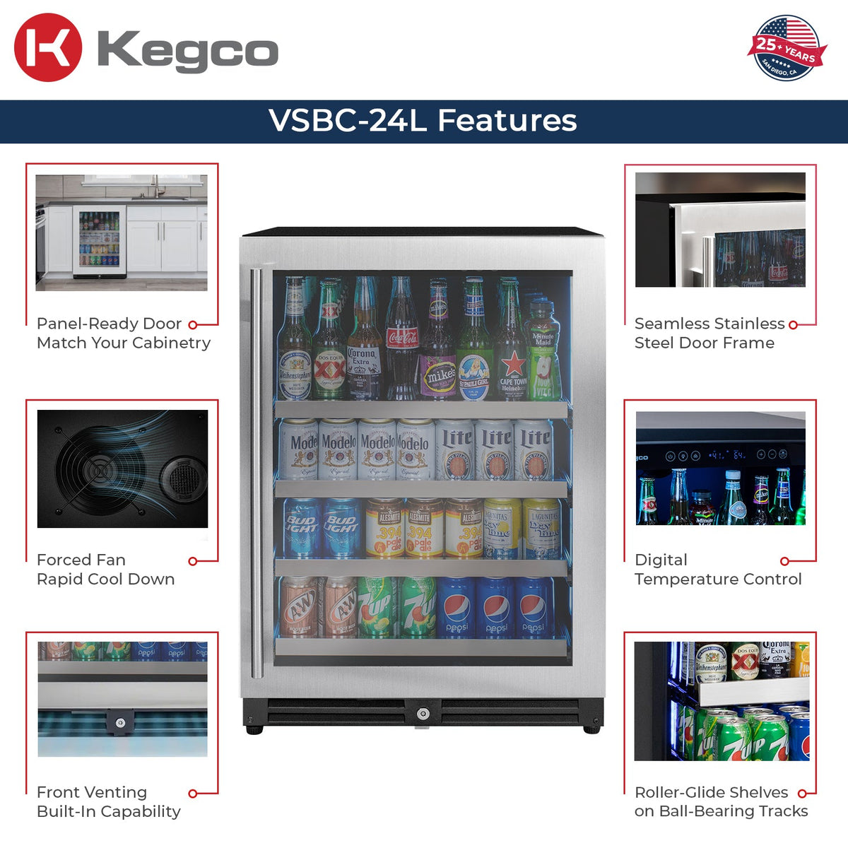 Kegco VSBC-24LSR beverage center features
