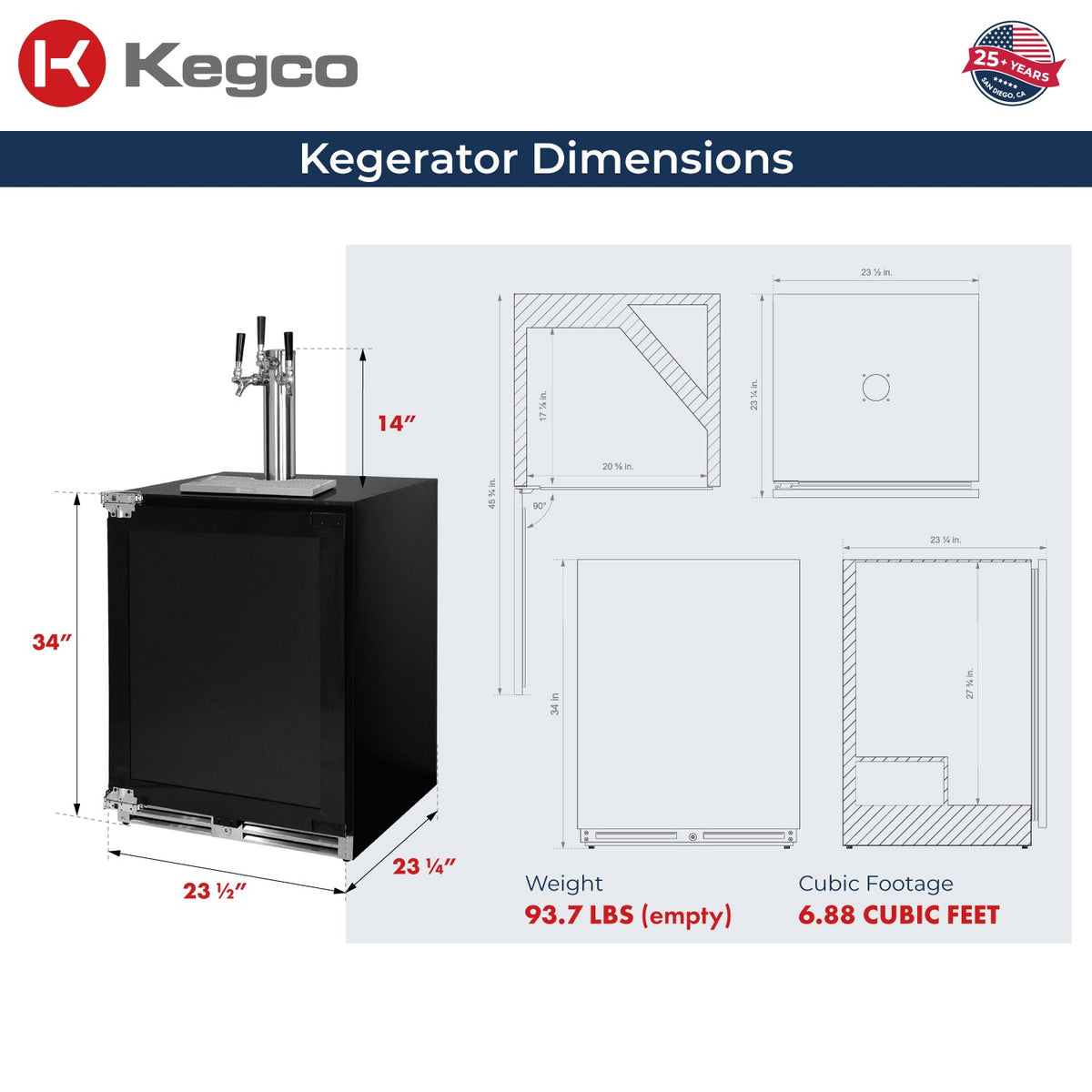kegerator dimensions