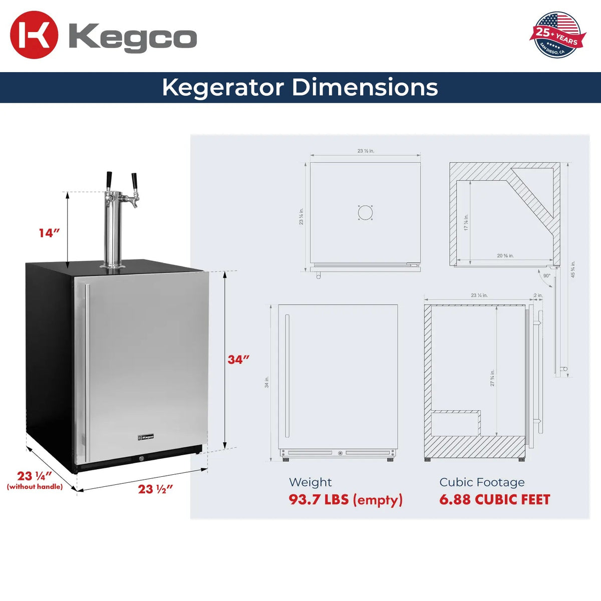Kegco kegerator dimensions