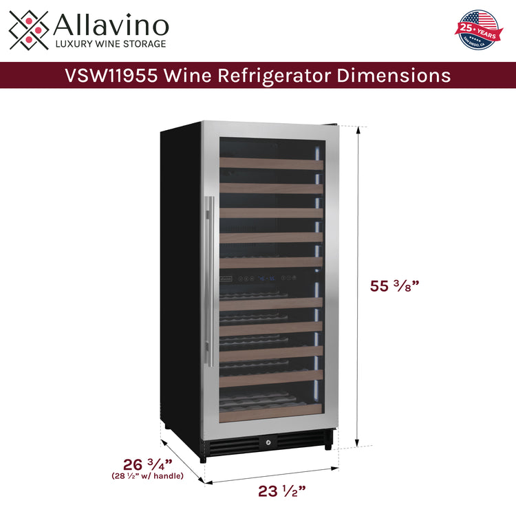 Allavino VSW11955D-2SR dimensions