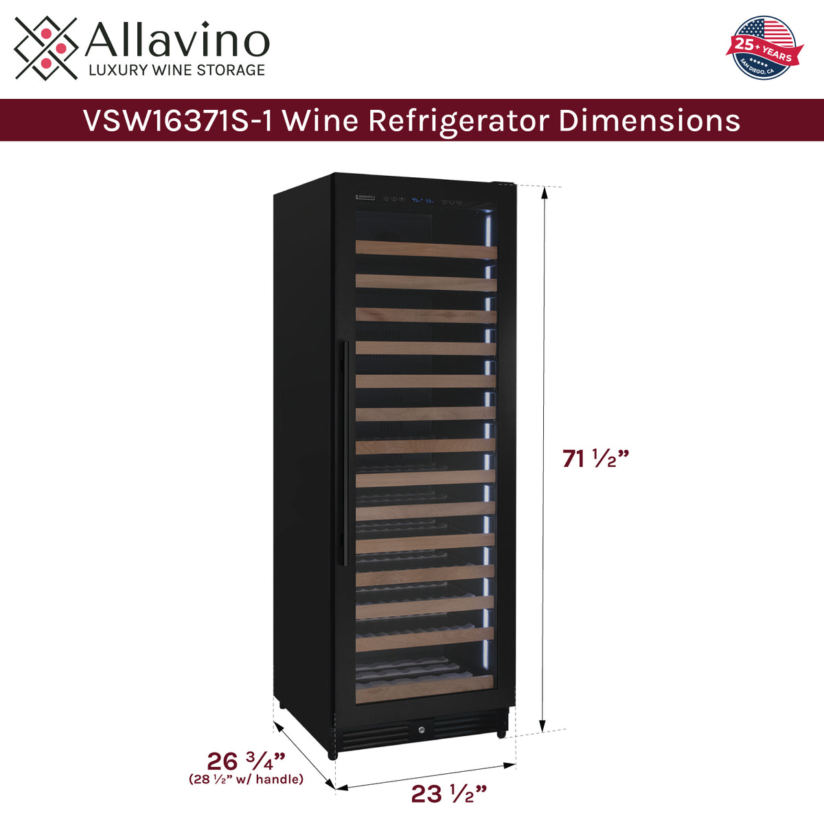 Allavino Reserva VSW16371S-1BR wine unit dimensions
