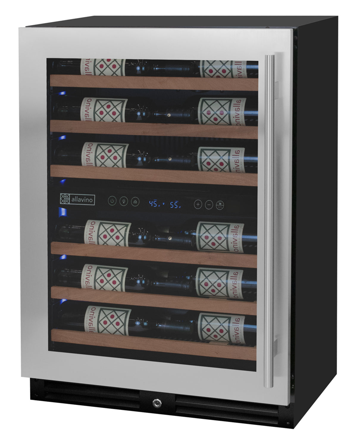 Reserva Series 27 Bottle Dual Zone Stainless Steel Shallow Depth Built-in Wine Refrigerator - Left Hinge