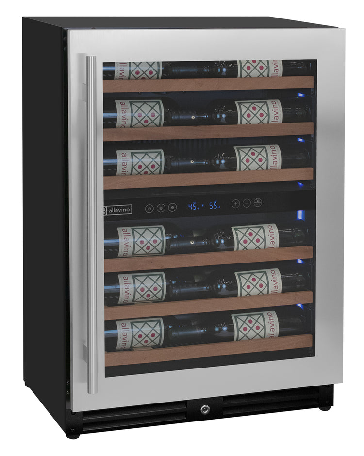 Reserva Series 27 Bottle Dual Zone Stainless Steel Shallow Depth Built-in Wine Refrigerator - Right Hinge