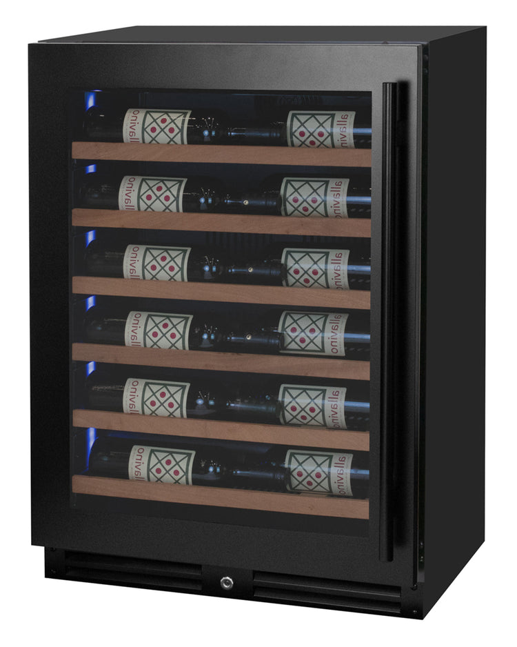 Reserva Series 27 Bottle Single Zone Black Shallow Depth Built-in Wine Refrigerator - Left Hinge