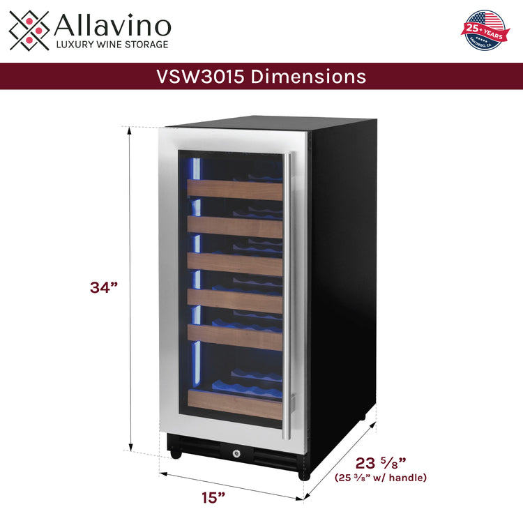 wine refrigerator dimensions