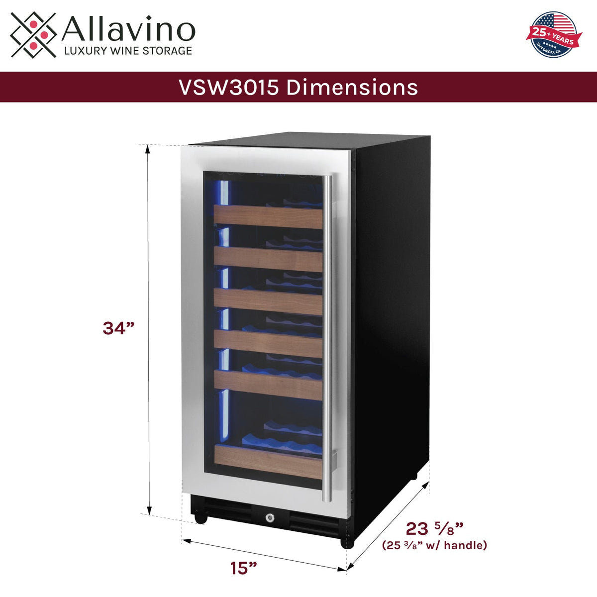 wine refrigerator dimensions