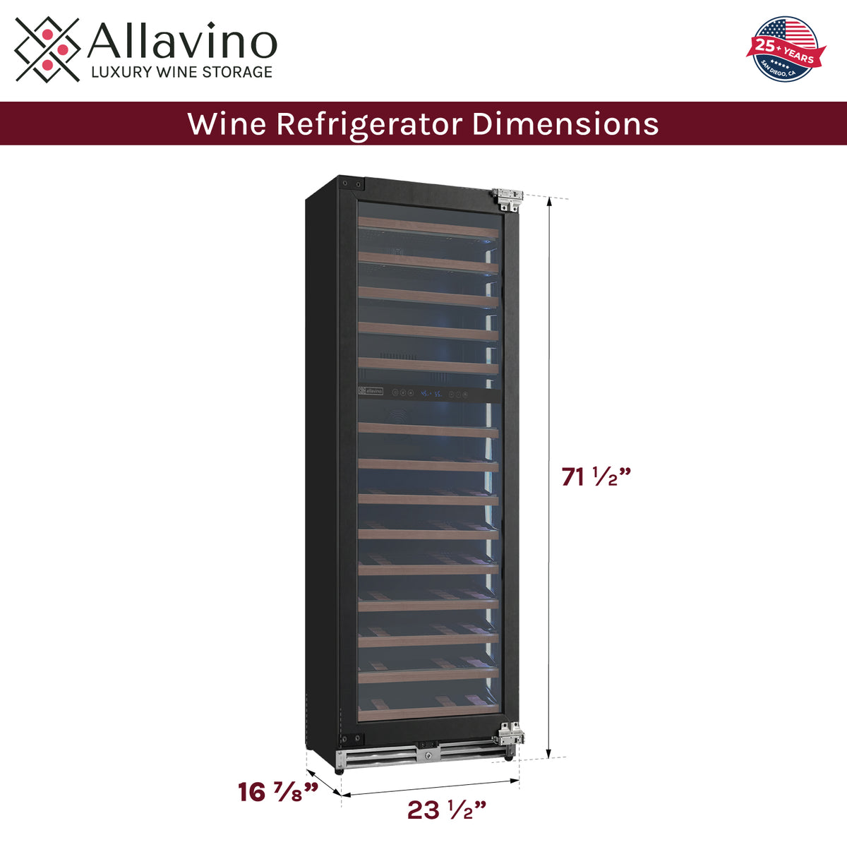 shallow depth wine refrigerator dimensions