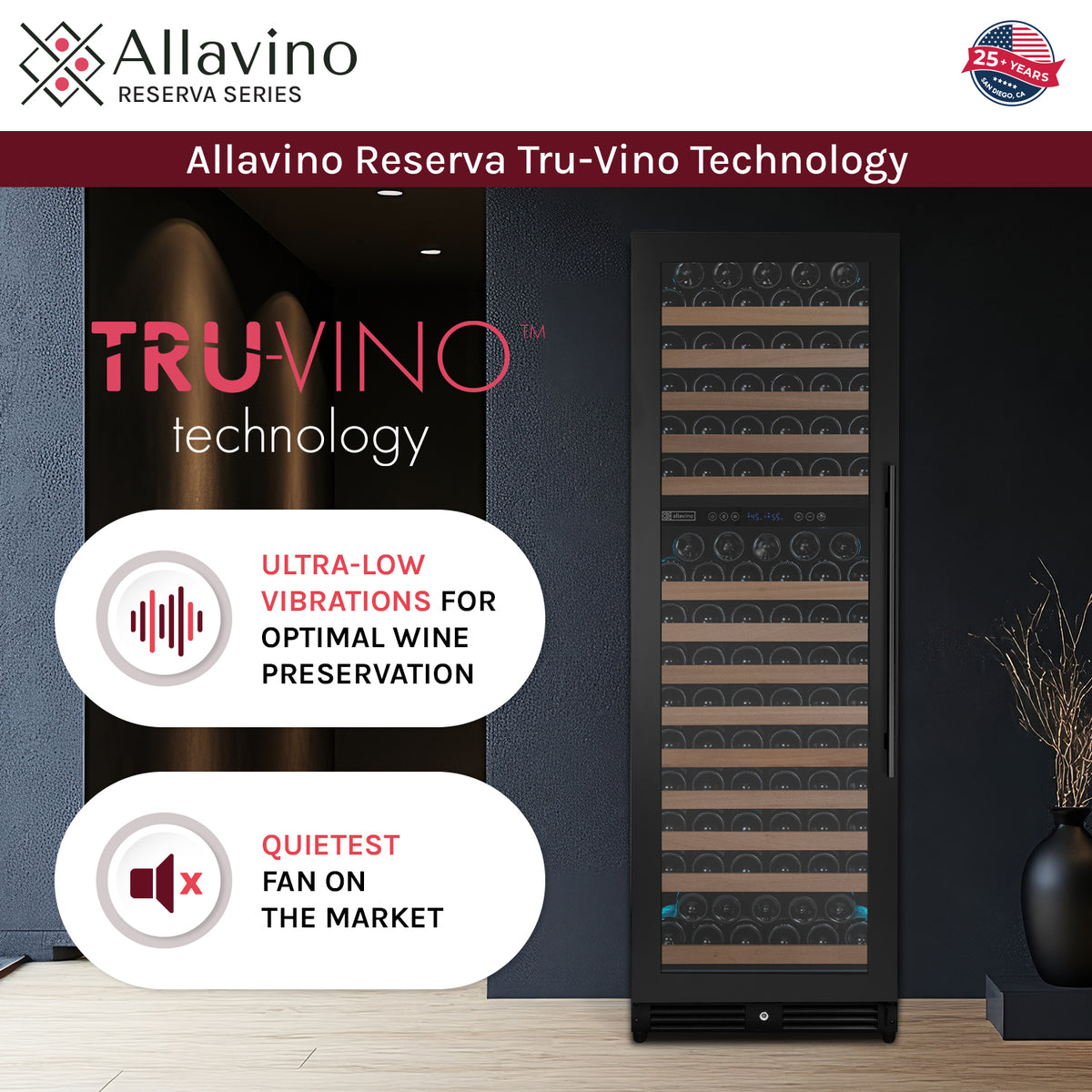 Allavino Reserva Tru-Vino technology inverted compressor quietest compressor on the market