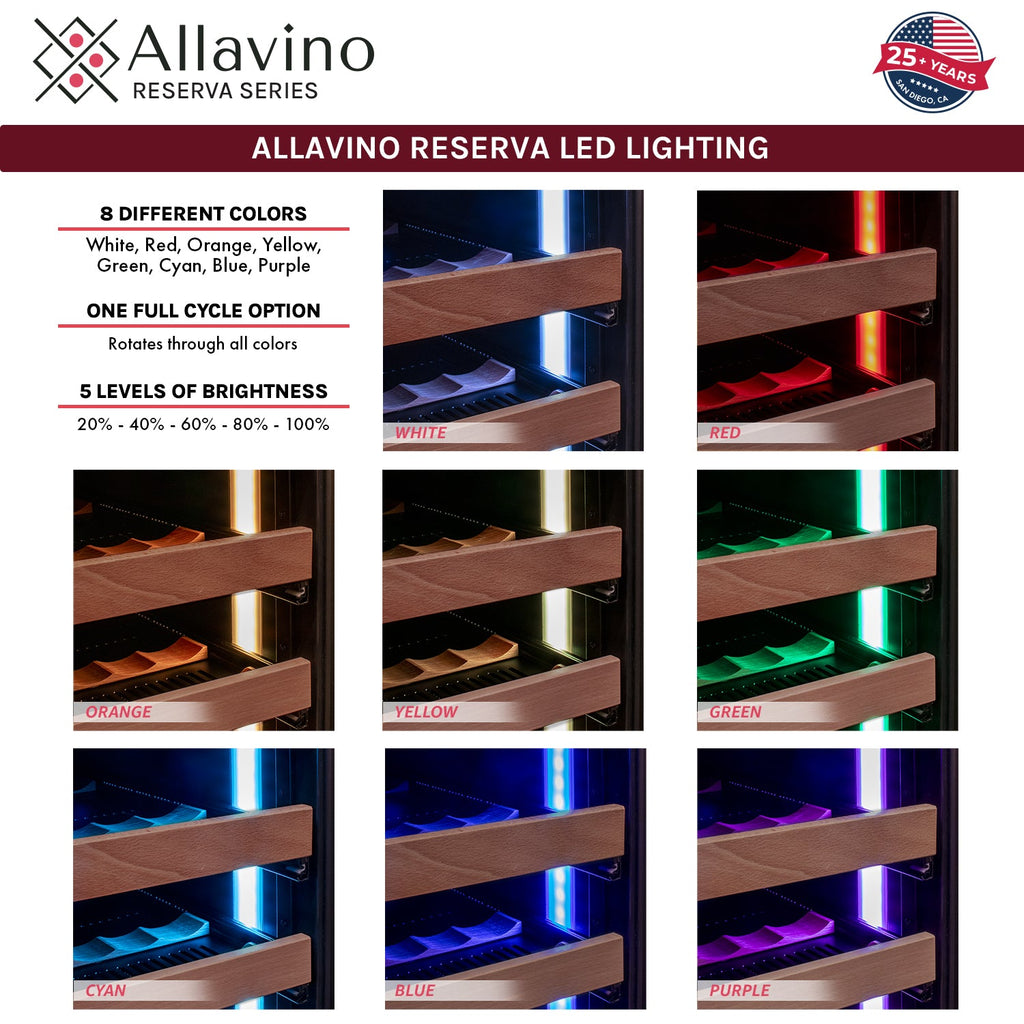 Allavino Reserva VSW71LD-2BR wine refrigerator LED lights