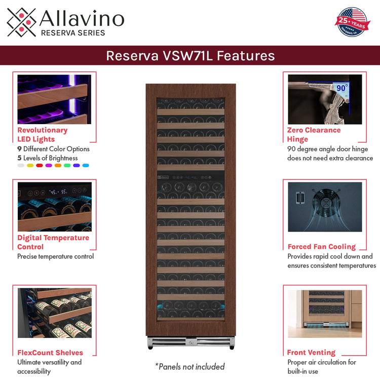 Allavino Reserva VSW71LD-2BR LED wine refrigerator features