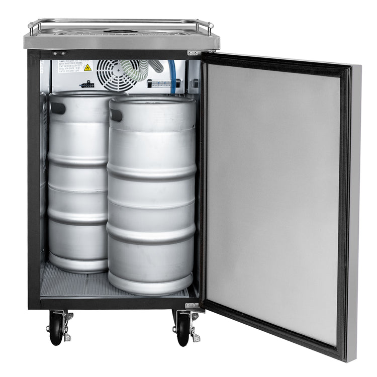 24" Wide Four Tap Black Commercial Kegerator