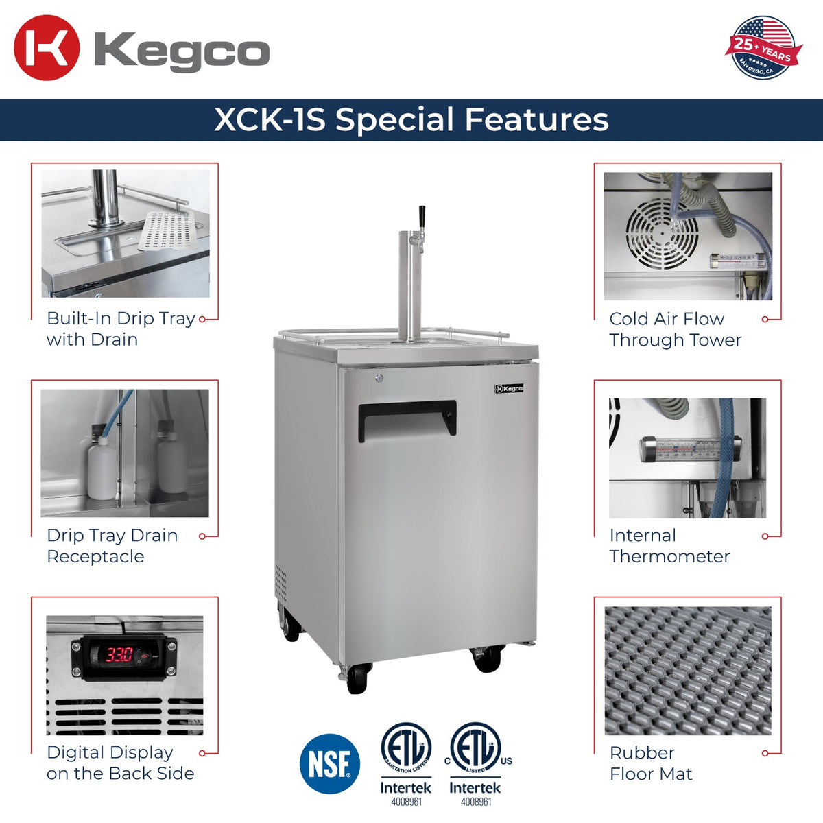 XCK-1S stainless steel kegerator features