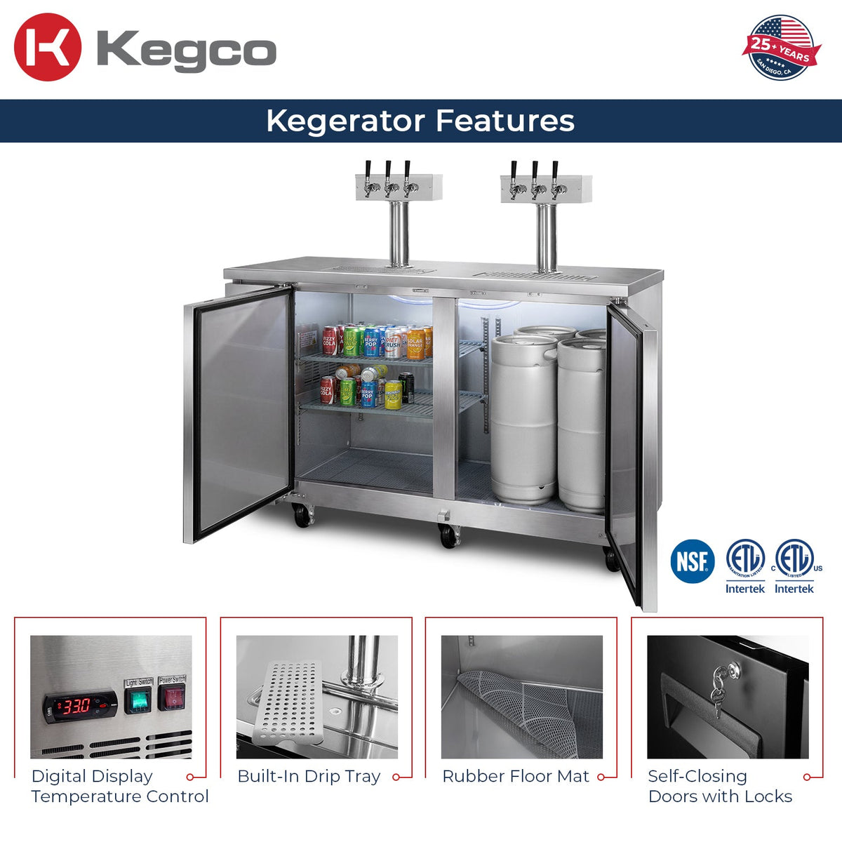 Kegco XCK-2460S-2 Beer Coolers features
