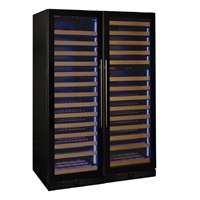 Reserva Series 317 Bottle Three Zone Tall Side-by-Side Wine Refrigerators with Black Glass Doors