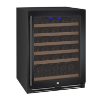 FlexCount Series 56 Bottle Single Zone Built-In Wine Refrigerator with Black Door - Right Hinge