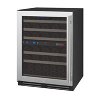 FlexCount Series 56 Bottle Dual Zone Built-in Wine Refrigerator Cooler with Stainless Steel - Left Hinge