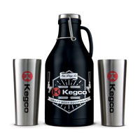 Stainless Steel Growler with 4 Stainless Steel Pint Glasses