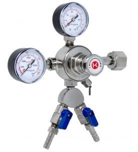 Kegco LH-542-2 Pro Series Double Gauge Kegerator Regulator w/Two Product Out